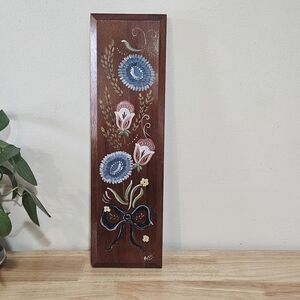 Vintage Scandinavian Folkart Handpainted Wood Wall Decor